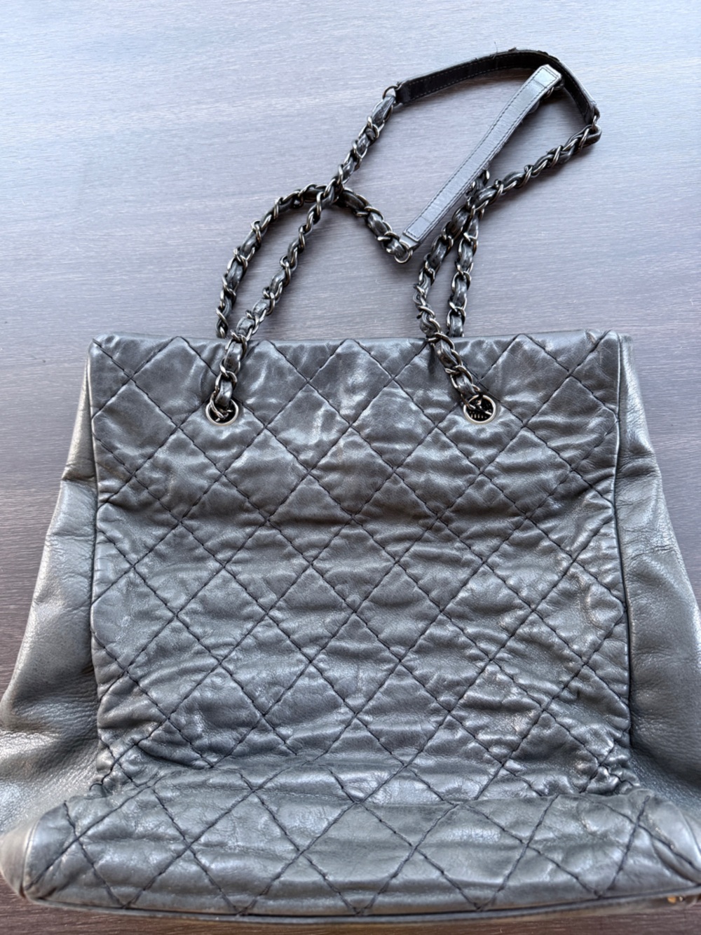 CHANEL Wild Stitch Chain Shoulder Bag Coated Canvas Green CC Authentic Vintage
